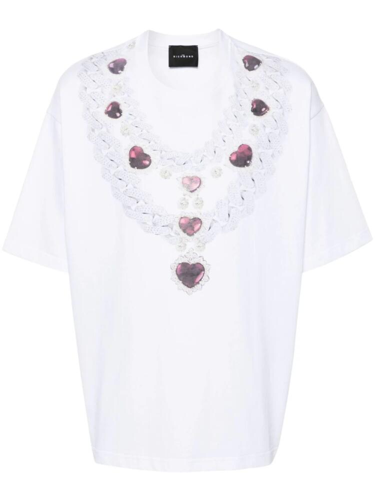 John Richmond necklace-print cotton T-shirt - White Cover