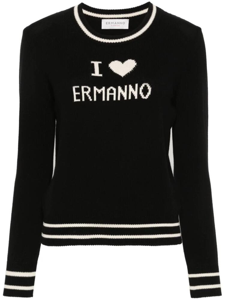 ERMANNO FIRENZE intarsia-logo knitted jumper - Black Cover