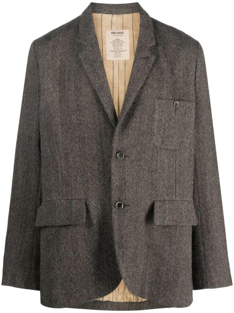 Uma Wang herringbone-pattern single-breasted blazer - Neutrals Cover