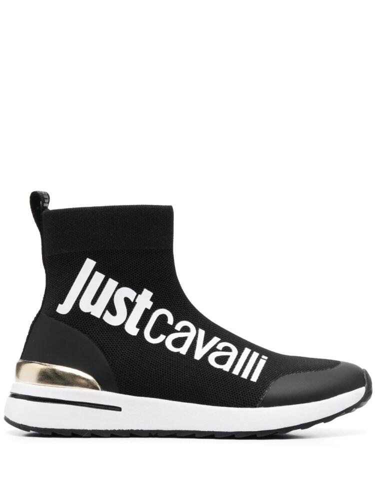 Just Cavalli logo-print sock-style sneakers - Black Cover