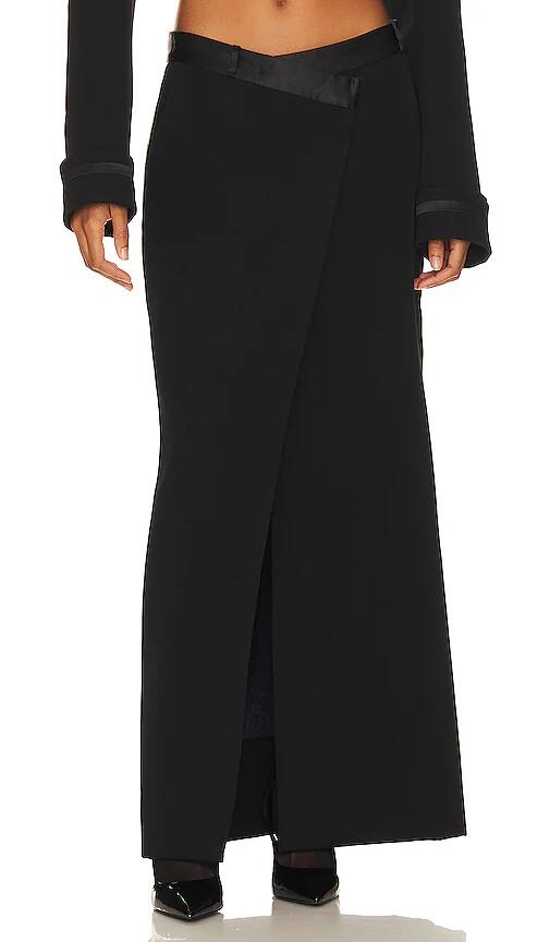 SIMKHAI Clarisse Overlap Maxi Skirt in Black Cover