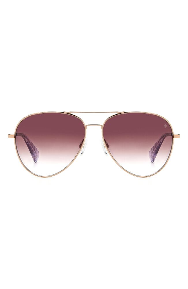 rag & bone 59mm Aviator Sunglasses in Red Gold/Burgundy Shaded Cover