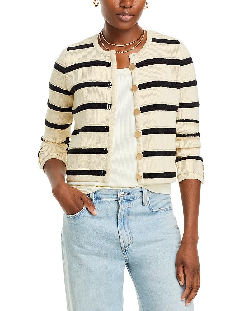 French Connection Marloe Stripe Crewneck Cropped Cardigan Cover