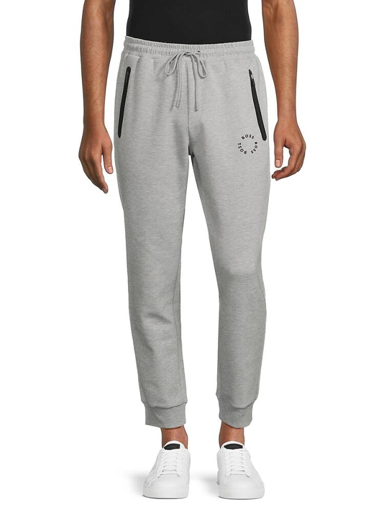 BOSS Men's Logo Jersey Joggers - Grey Cover