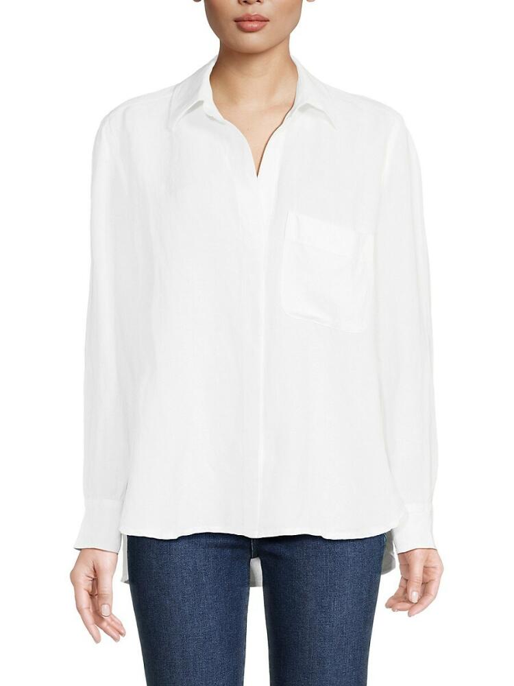 French Connection Women's Birdie Linen Blend Shirt - Linen White Cover