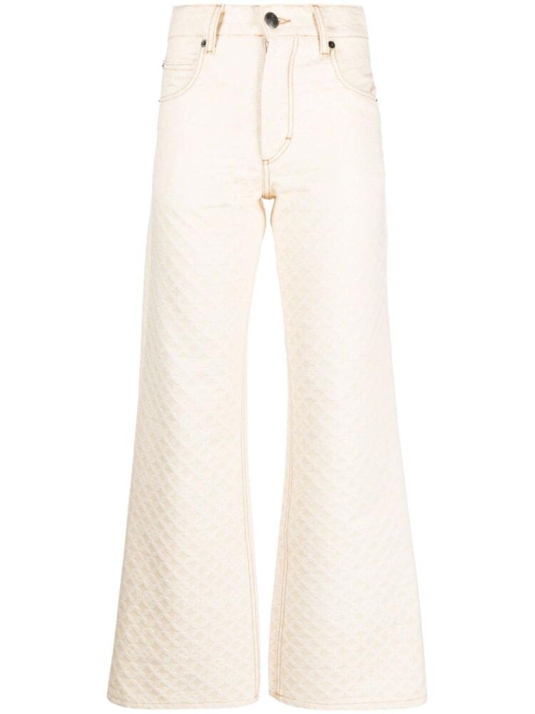 Charles Jeffrey Loverboy Golden jacquard wide-leg jeans - Neutrals Cover