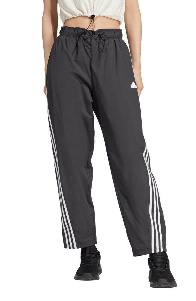 adidas Future Icons 3-Stripes Recycled Polyester Ripstop Track Pants in Black/White Cover