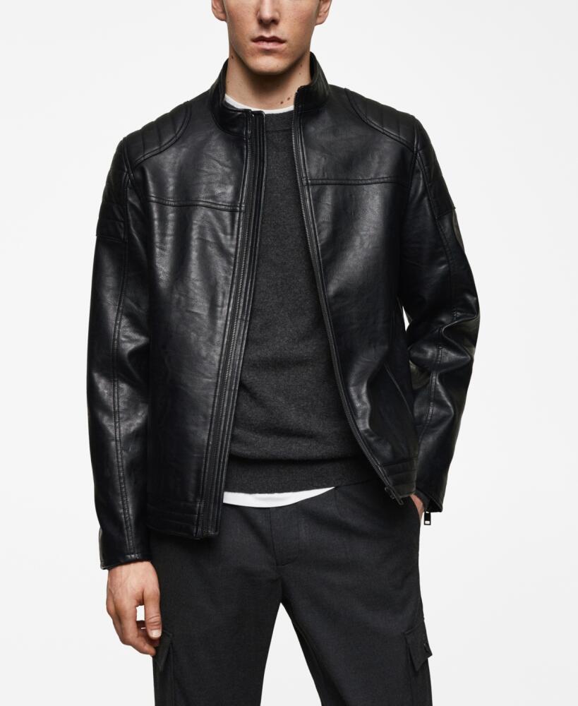 Mango Men's Nappa Leather-Effect Jacket - Black Cover