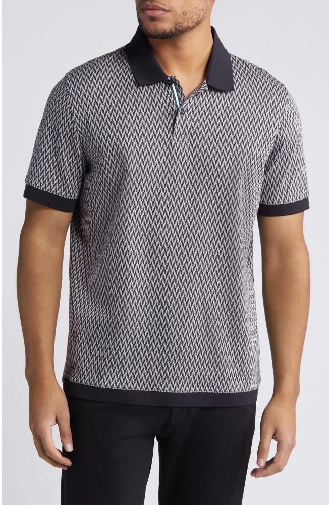 Ted Baker London Skelt Geometric Jacquard Polo in Black Cover