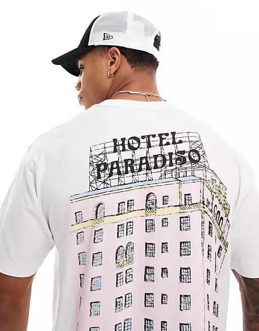 Cotton On oversized t-shirt with hotel paradiso graphic-White Cover