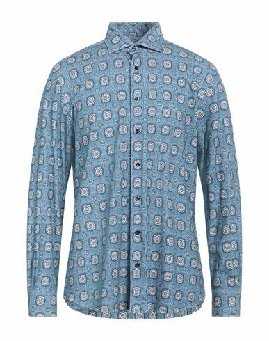 Emanuel Berg Man Shirt Slate blue Cotton, Elastane Cover