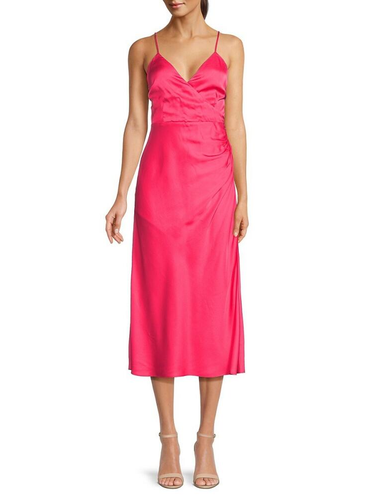 French Connection Women's Ennis Surplice Satin Midi Dress - Azalea Cover