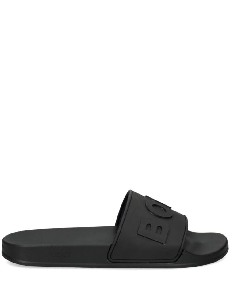 BOSS logo-embossed slides - Black Cover