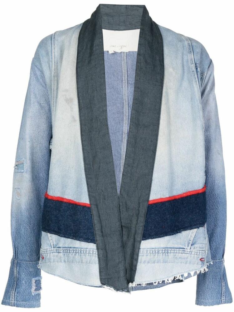 Greg Lauren patchwork-style denim jacket - Blue Cover