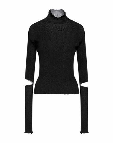 Des_phemmes Woman Turtleneck Black Viscose, Polyester, Metallic Polyester Cover