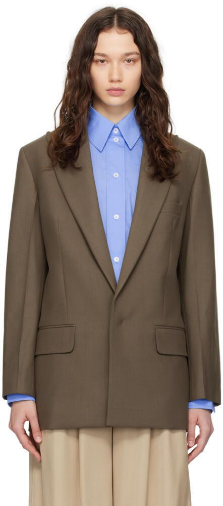 Victoria Beckham Khaki Single-Breasted Blazer Cover