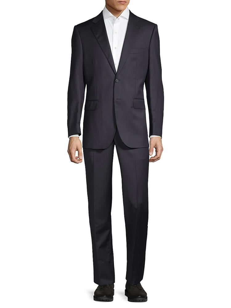 Saks Fifth Avenue Men's Classic Fit Wool & Silk Suit - Navy Cover