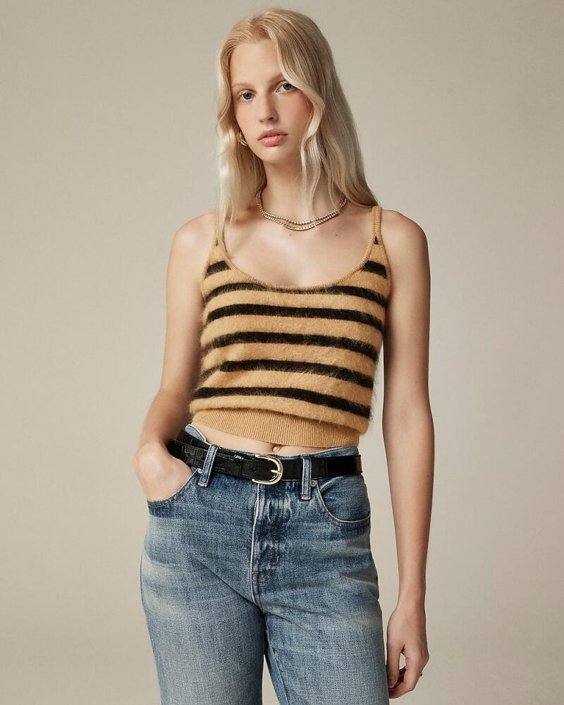 J.Crew Brushed cashmere cropped camisole sweater in stripe Cover