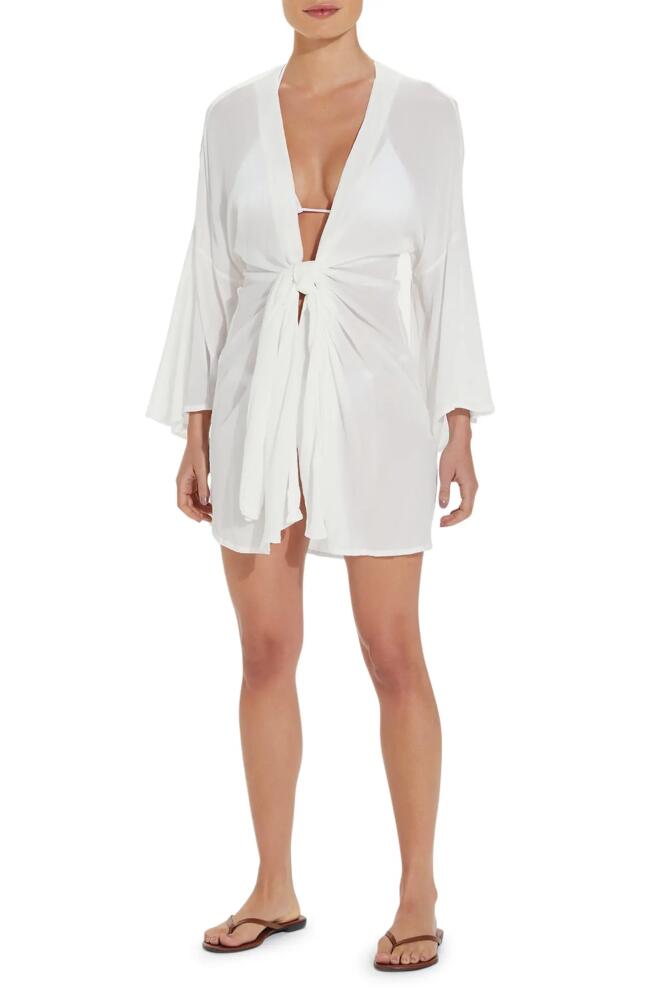 ViX Swimwear Perola Long Sleeve Cotton Cover-Up in White Cover