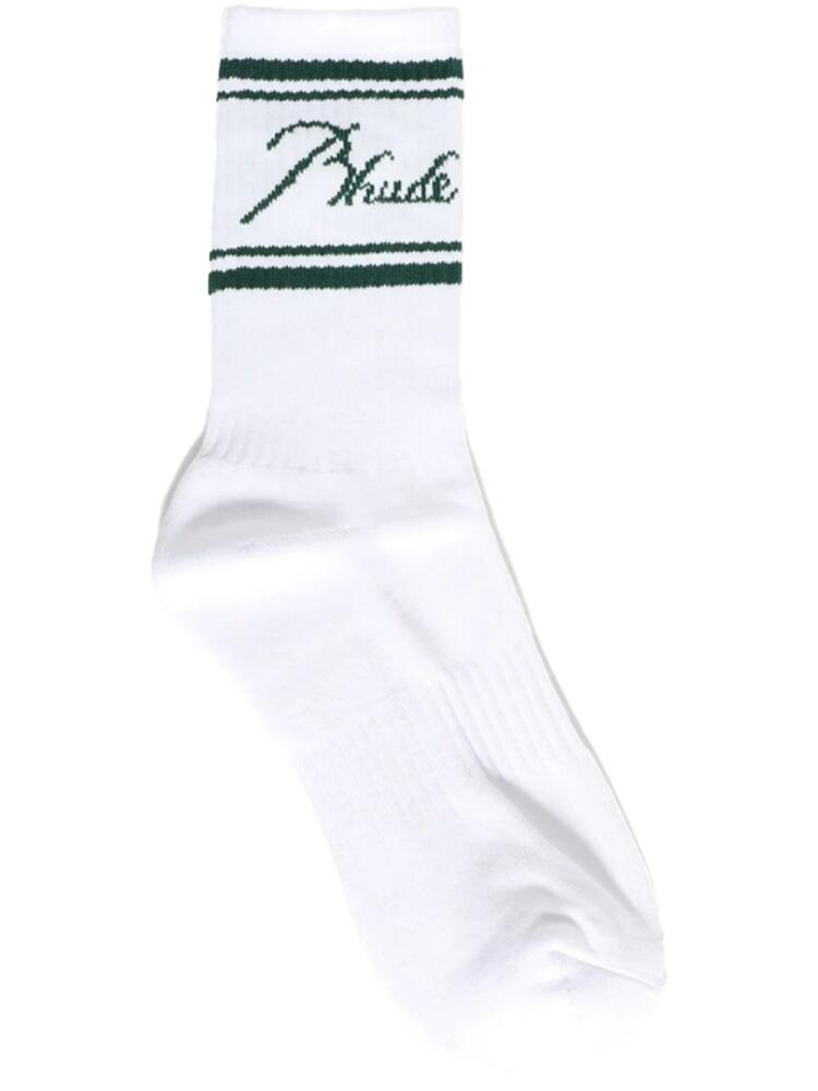 RHUDE script logo socks - White Cover