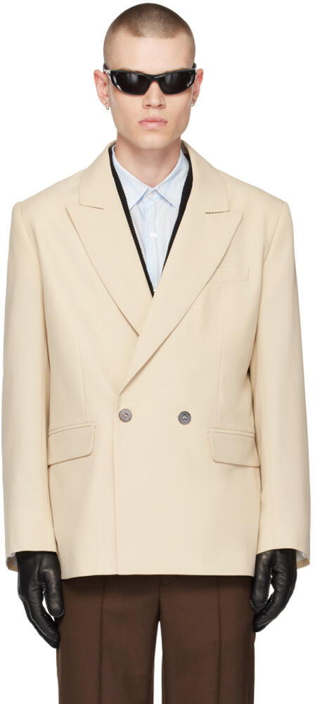 Ernest W. Baker Beige Double-Breasted Blazer Cover