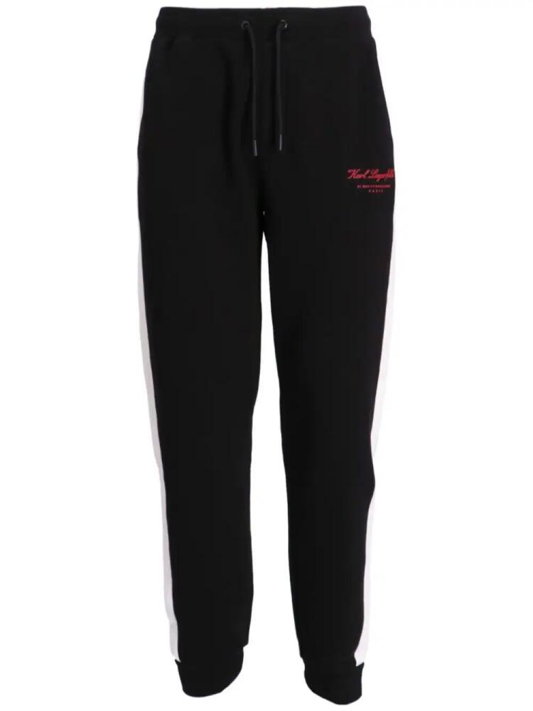 Karl Lagerfeld side-stripe logo-print track pants - Black Cover