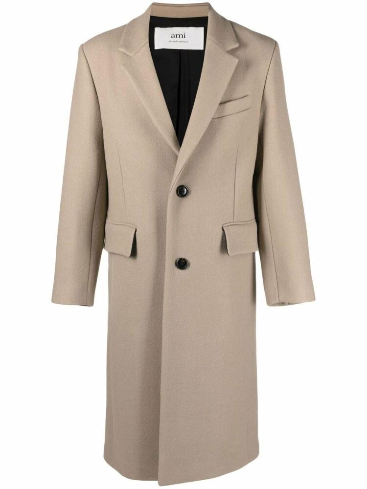 AMI Paris single-breasted button coat - Neutrals Cover