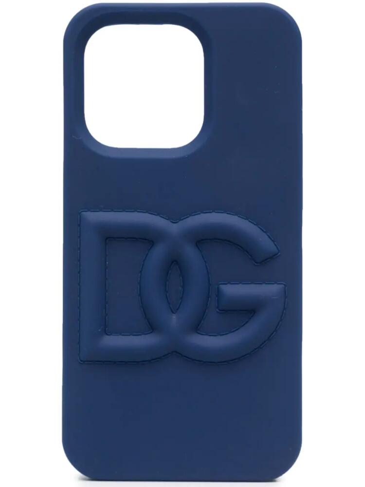 Dolce & Gabbana logo-embossed Iphone 14 Pro case - Blue Cover