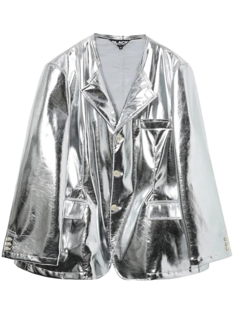 Black Comme Des Garçons single-breasted metallic blazer - Silver Cover