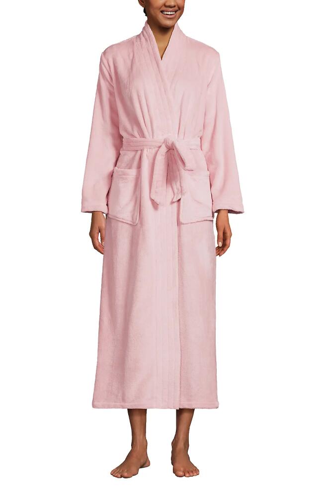 Lands' End Cozy Plush Long Wrap Robe in Soft Tea Rose Cover