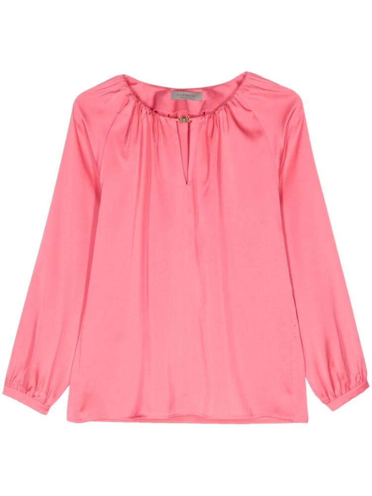 D.Exterior long-sleeves satin blouse - Pink Cover