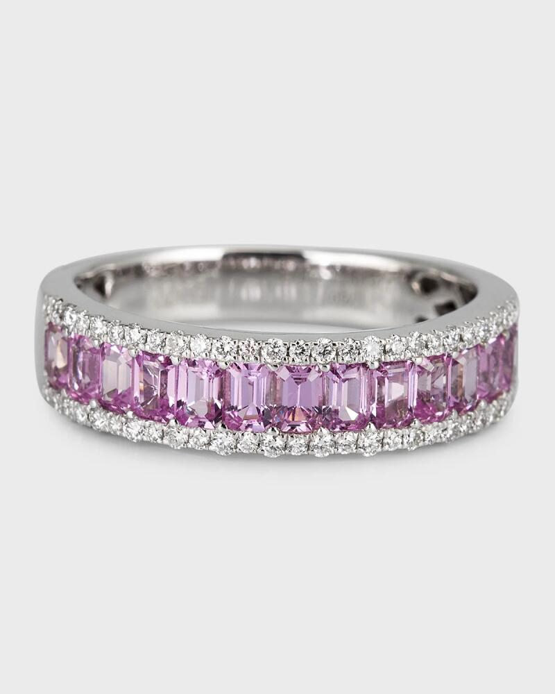 David Kord 18K White Gold Ring with Pink Sapphires and Diamonds, Size 6.5 Cover