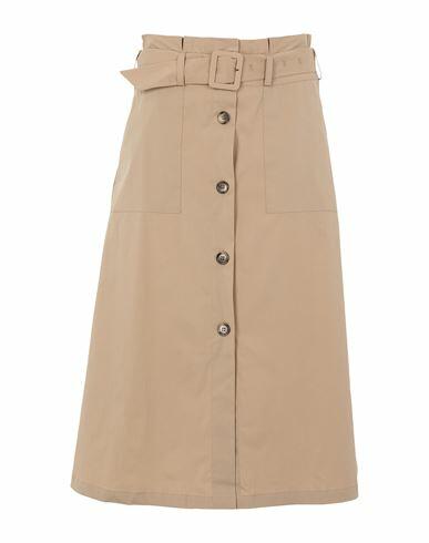 8 By Yoox Cotton Blend Twill Full-button A-line Utility Skirt Woman Midi skirt Camel Cotton, Polyamide, Elastane Cover