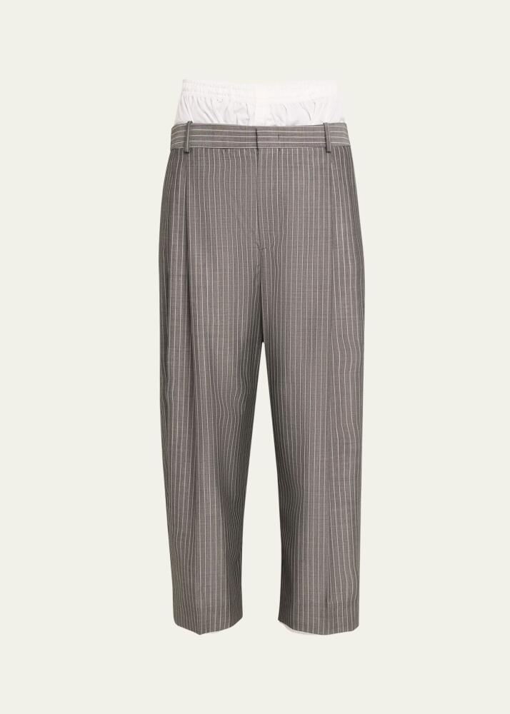 HED MAYNER Men's Pinstripe Wool Boxer Trousers Cover