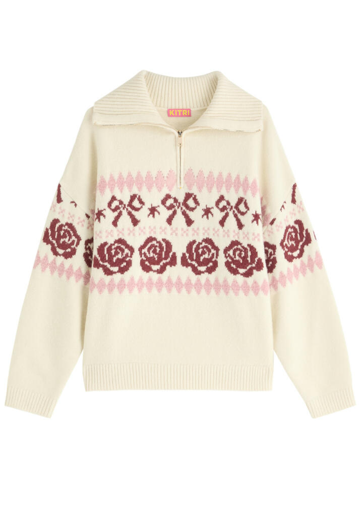 Kitri Uma Fair Isle Intarsia Half-zip Jumper - Cream Cover