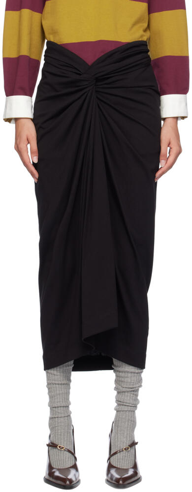 Dries Van Noten Black Knotted Midi Skirt Cover