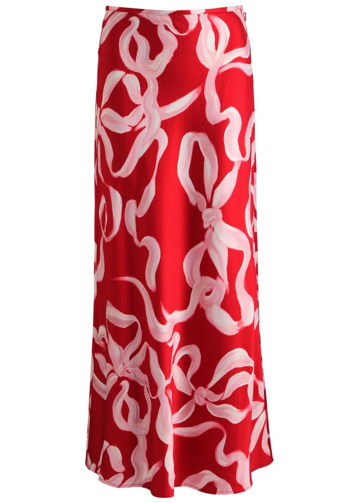 Kitri Layla Printed Satin Maxi Skirt - Red Cover