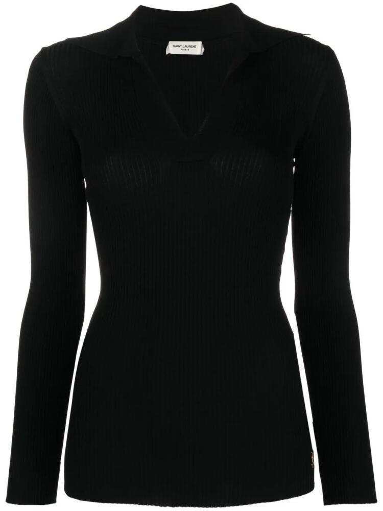 Saint Laurent collared ribbed jumper - Black Cover