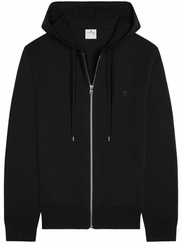 Courrèges zipped wool hoodie - Black Cover