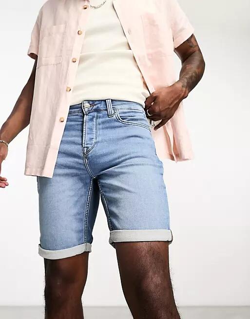 Only & Sons denim shorts in mid blue Cover