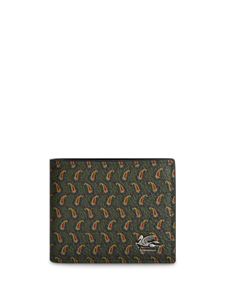 ETRO Pegaso-plaque paisley-print wallet - Green Cover