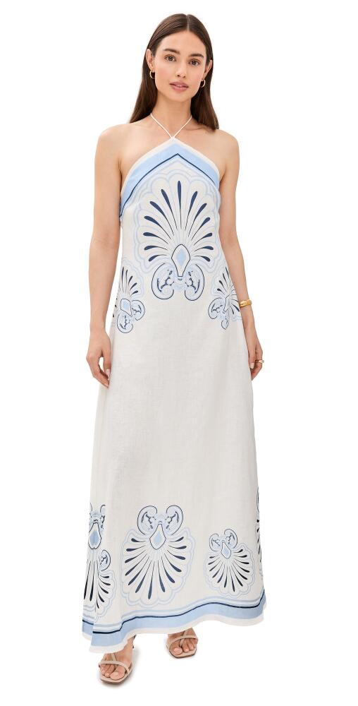 Shani Shemer Eleanor Linen Maxi Dress Blue Sky Flowers Cover