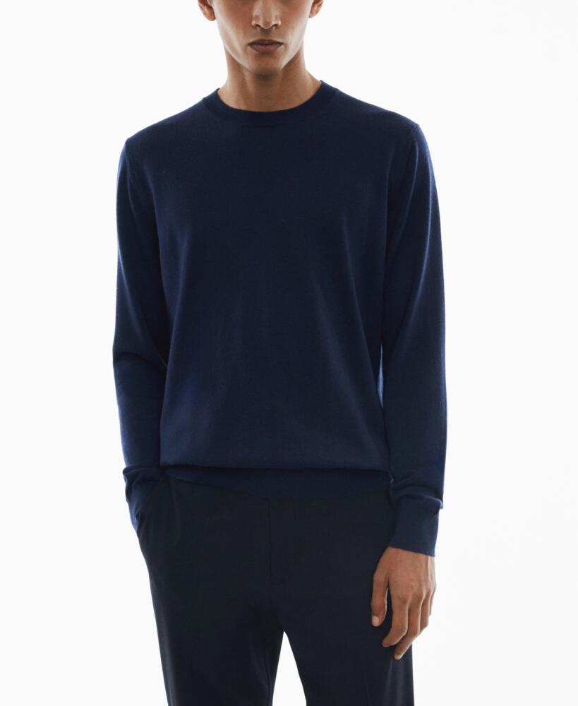 Mango Men's Merino Wool Washable Sweater - Navy Cover