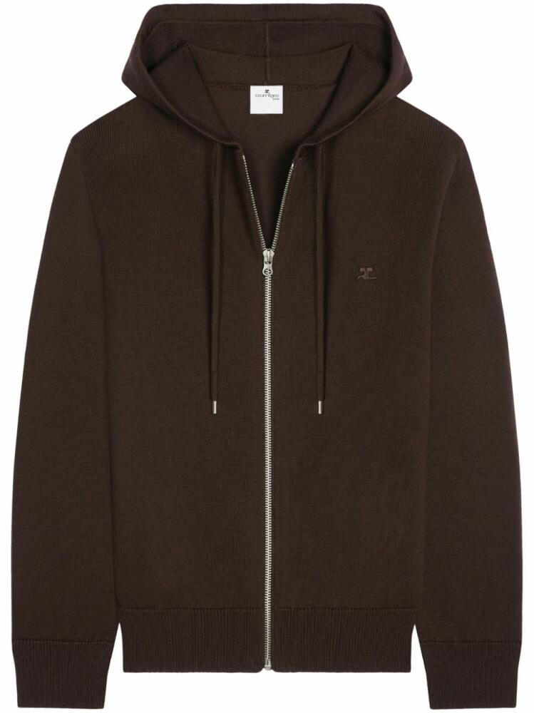 Courrèges zipped wool hoodie - Brown Cover