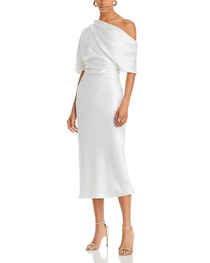 Amsale Draped Pencil Midi Dress Cover