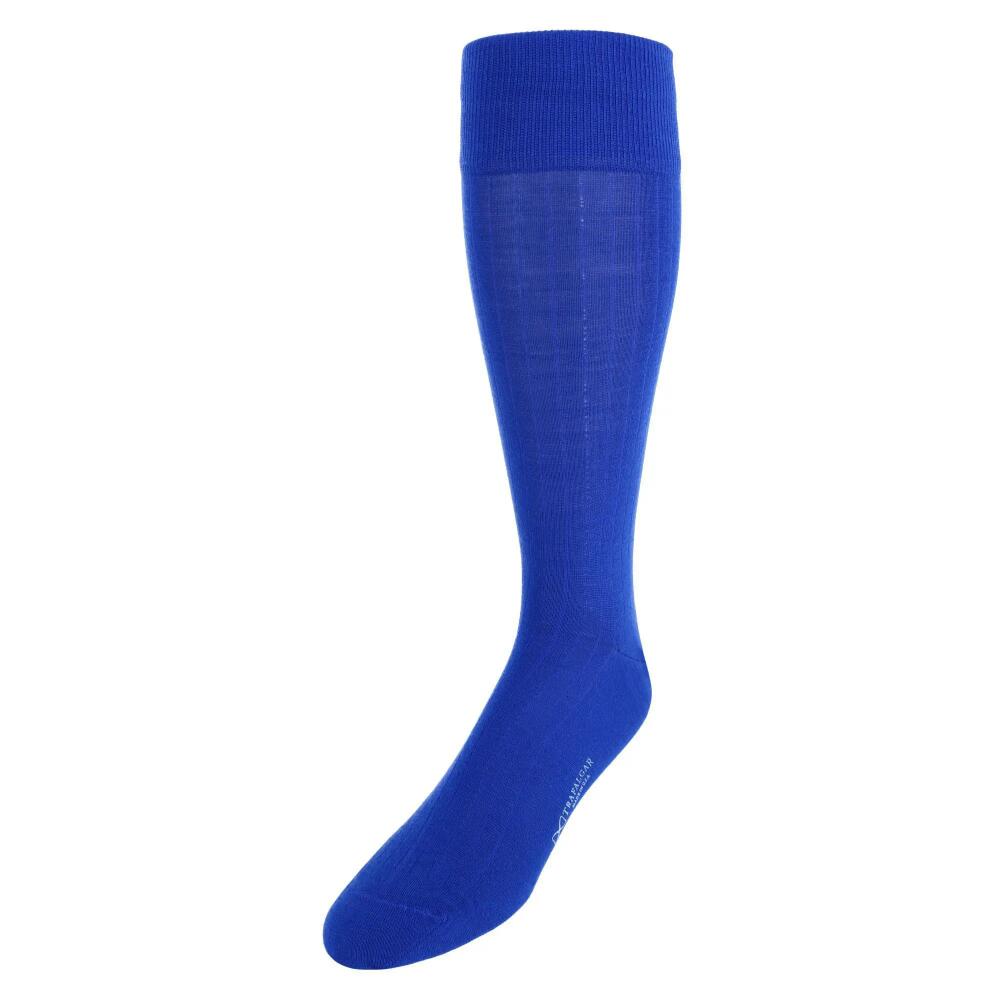 Trafalgar Sutton Fine Merino Wool Solid Color Ribbed Socks in Royal Blue Cover