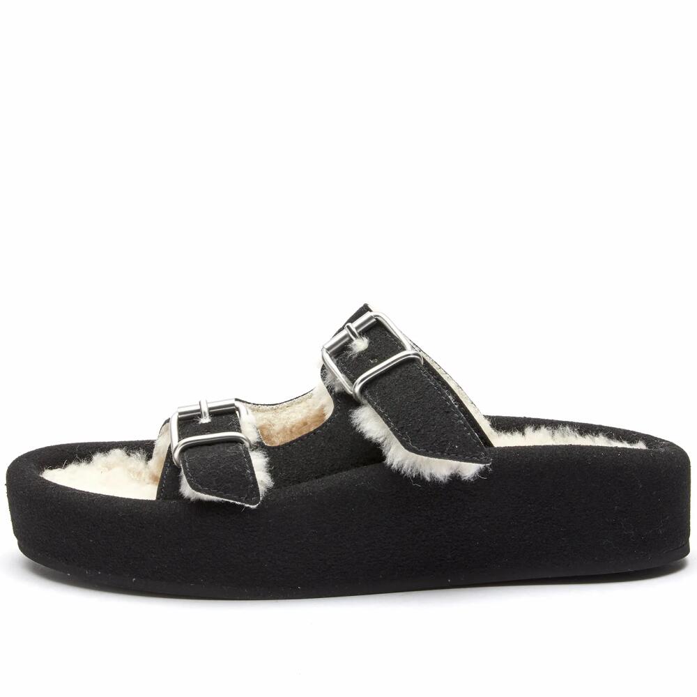 MM6 Maison Margiela Women's Shearling Sandal in Frozen Dew/Black Cover