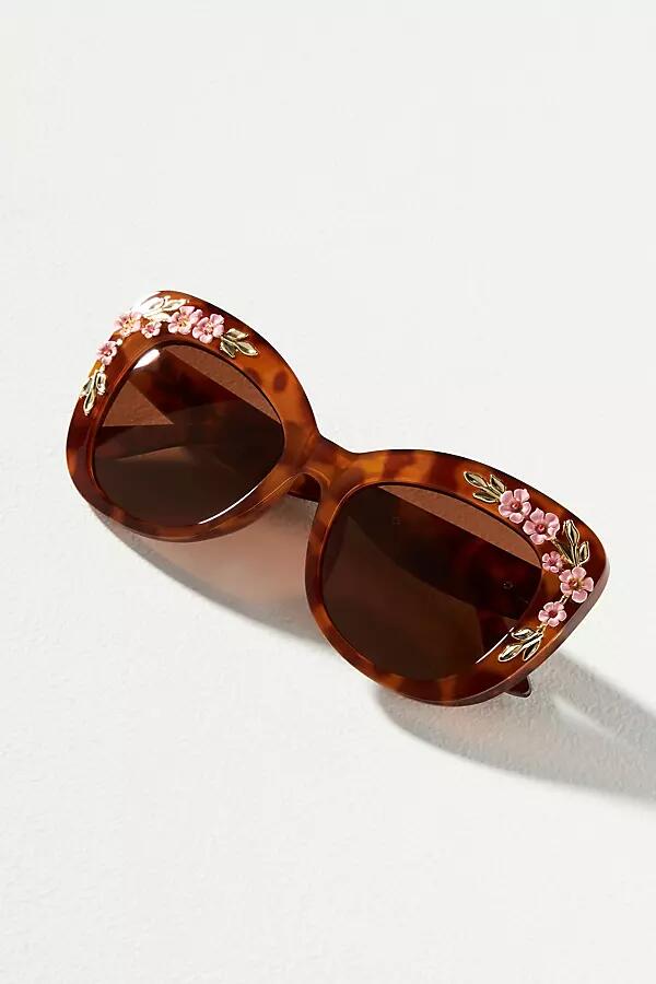 By Anthropologie Floral-Trimmed Cat-Eye Sunglasses Cover