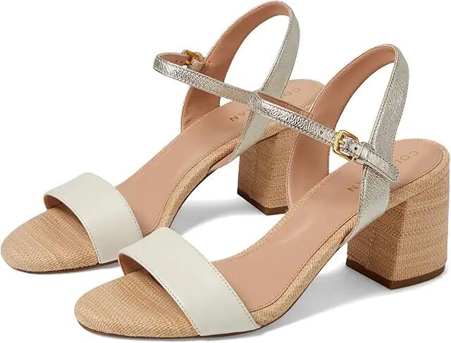 Cole Haan Josie Block Heel Sandal (65 mm) (Ivory/Soft Gold Leather/Natural Woven) Women's Shoes Cover