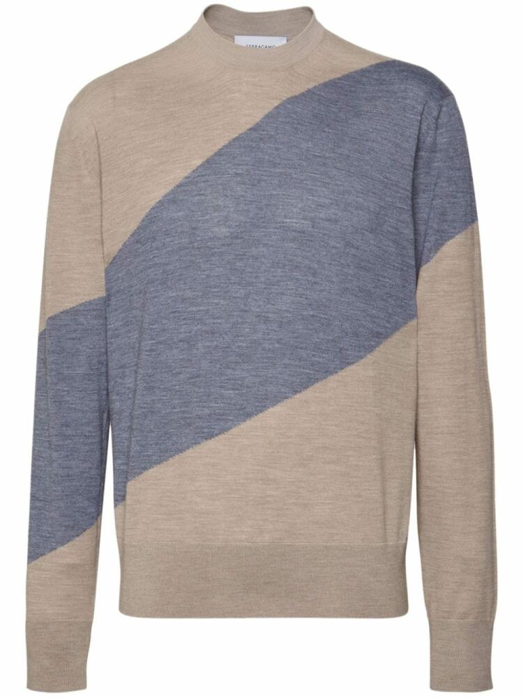 Ferragamo two-tone virgin wool jumper - Neutrals Cover